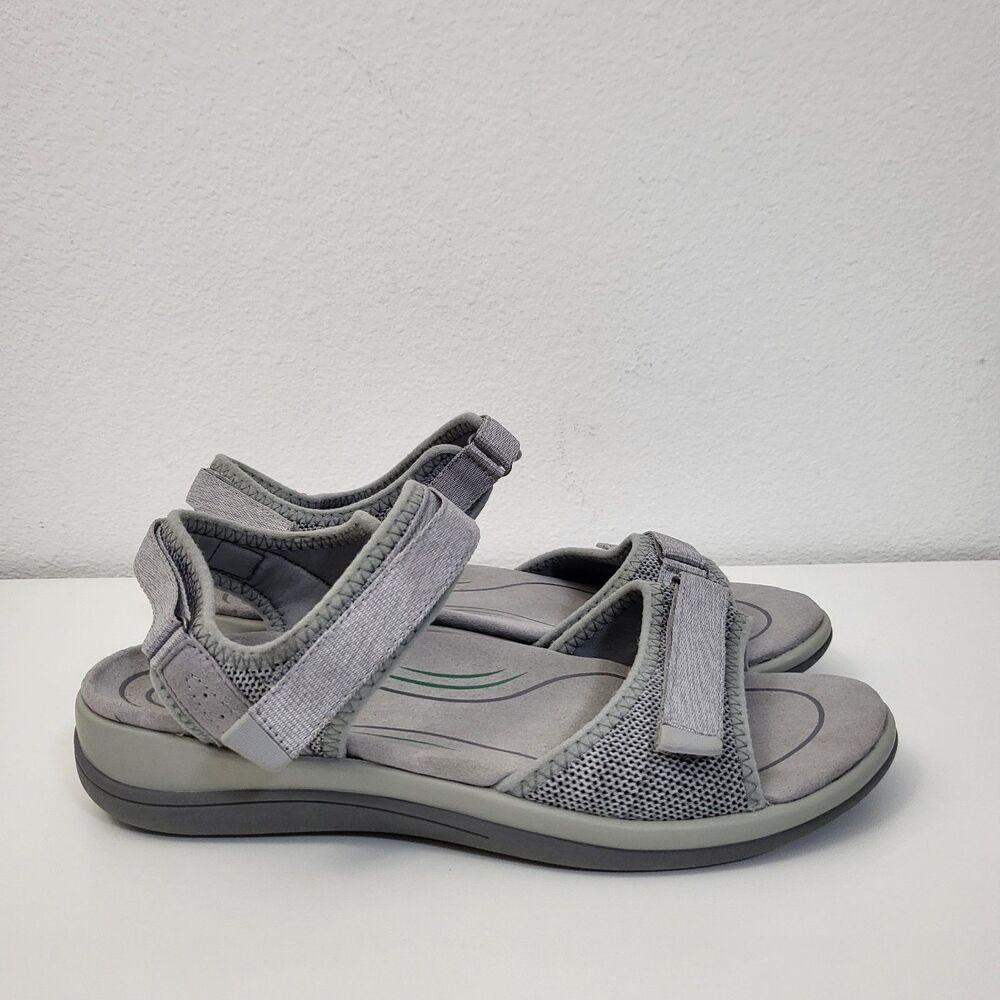 ORTHOFEET Calypso Sandals Women 10 D Wide Width Gray Adjustable Comfort Orthotic